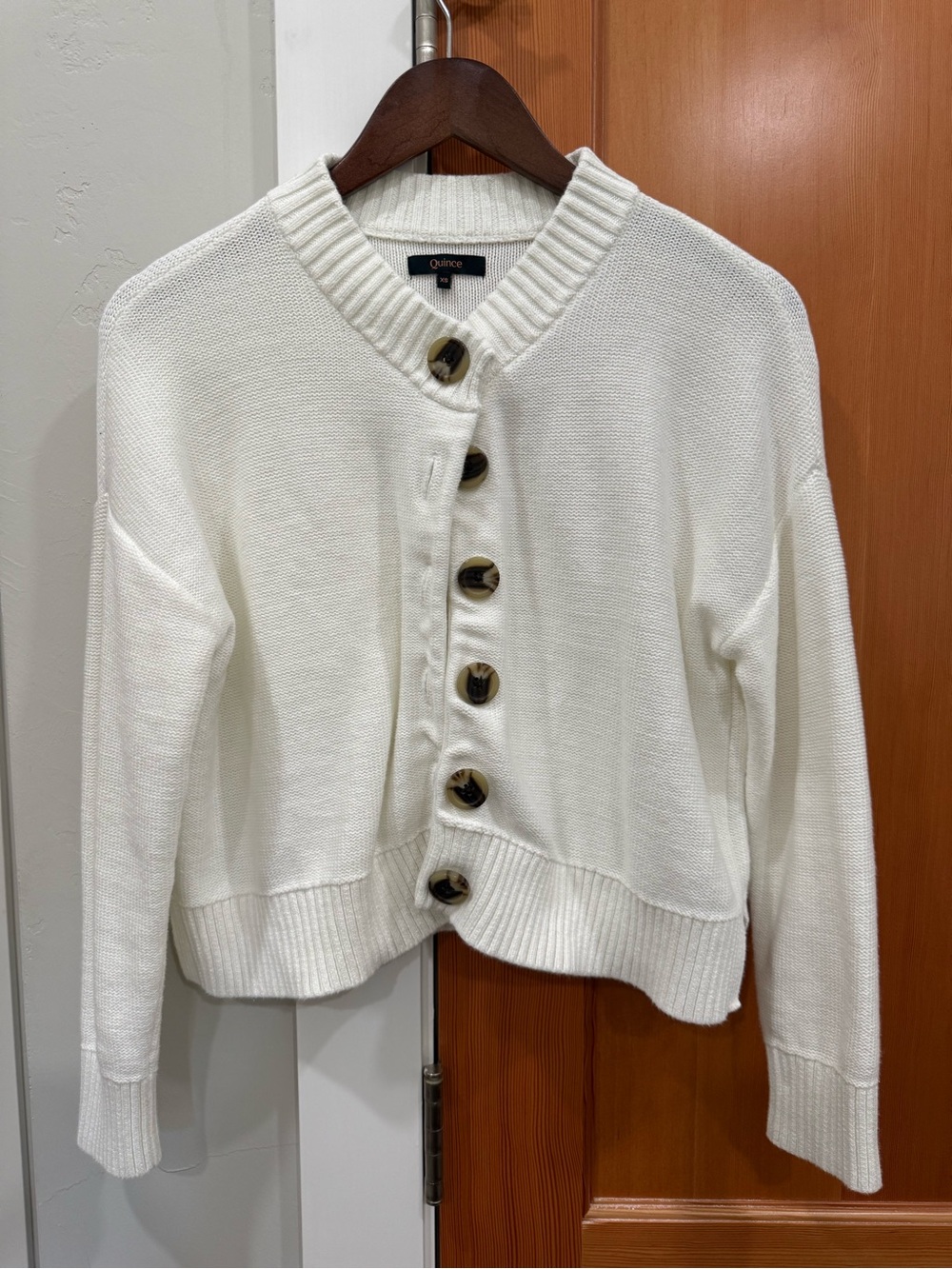 Quince Off White Button-Front Knit Cardigan